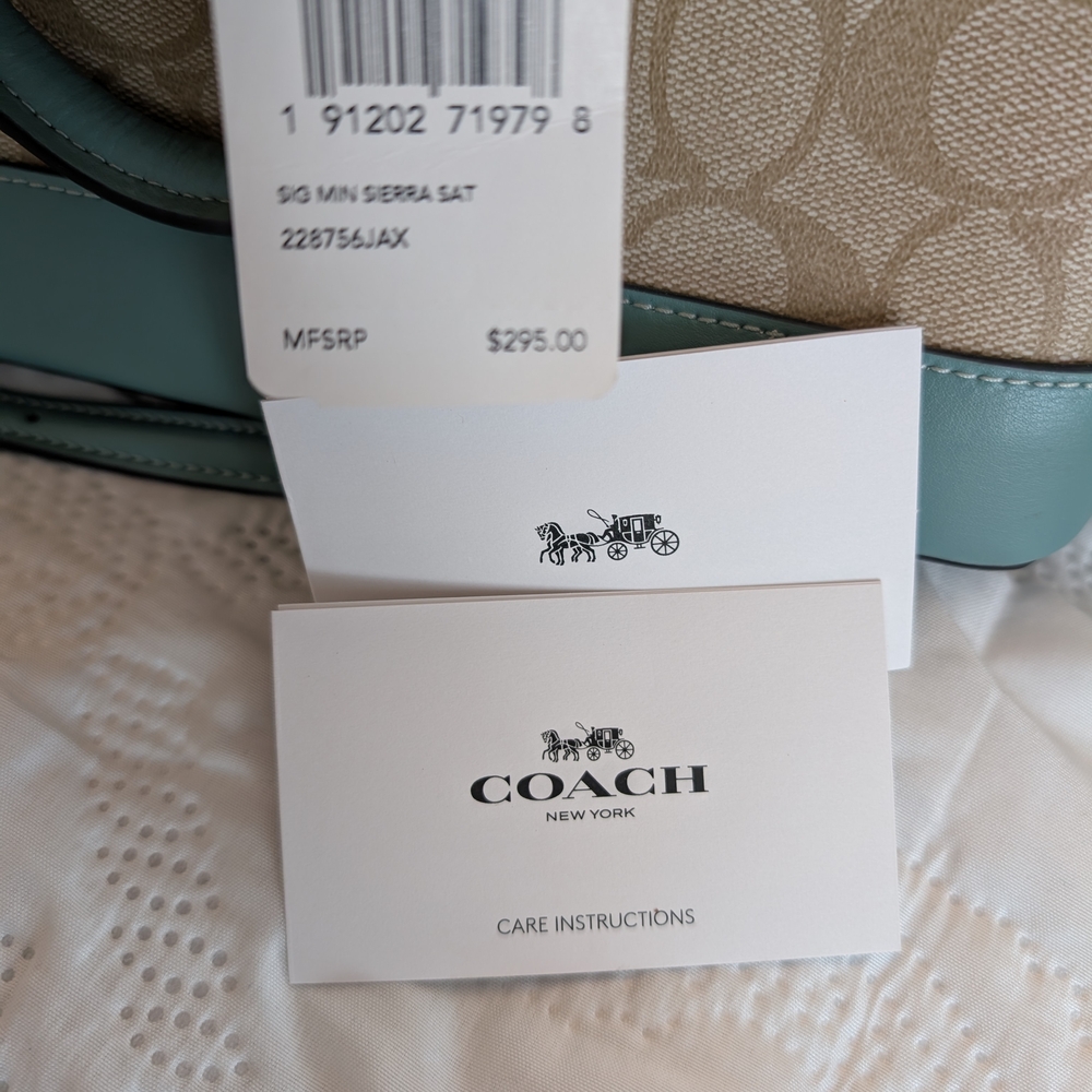 Coach Sierra Signature Dome Satchel, Seafoam Trim Bag w/Matching Wallet - Picture 6 of 7